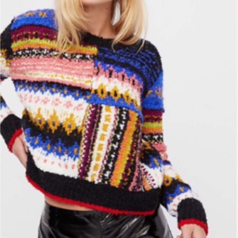 Free People Colorful Patterned Women's Sweater